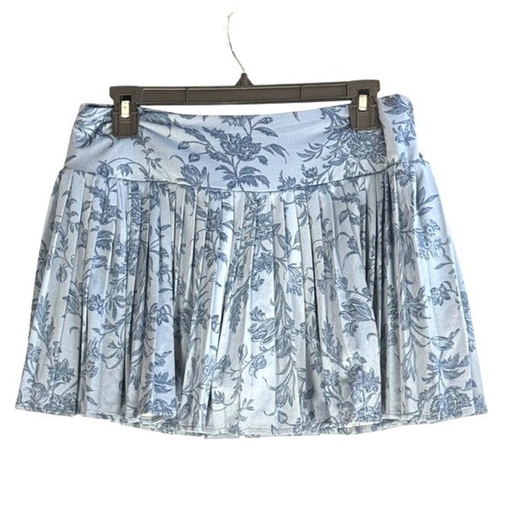 Laura Ashley Blue Floral‎ Pleated Skirt Shorts Women's Size L